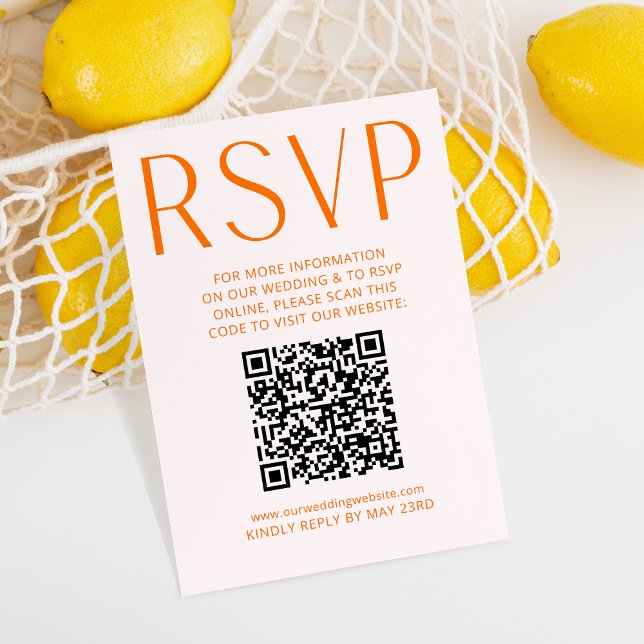Cartons Réponse Code QR en ligne simple rose et orange clair (Créateur téléchargé)
