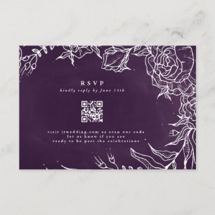 Cartons Réponse Code QR Fleur romantique Wreath violet Mariage