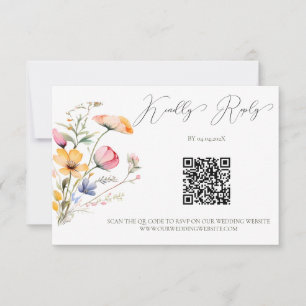 Cartons Réponse Code QR Fleurs Sauvages de Prairie Aquarelle pour