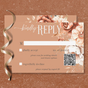 Cartons Réponse Code QR floral Boho Terracotta pêche et crème