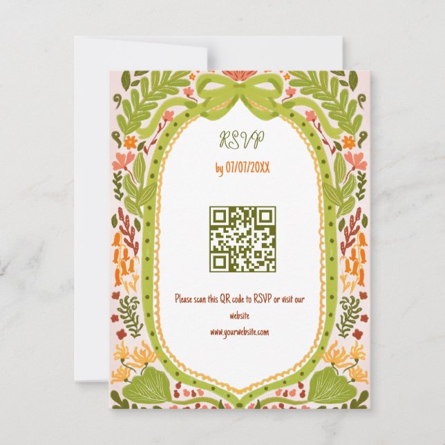Cartons Réponse Code QR floral unique fantaisiste dessiné à la mai (Devant)