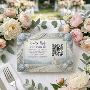 Cartons Réponse Code QR Hydrangea Bleue Chapelle Vintage Mariage