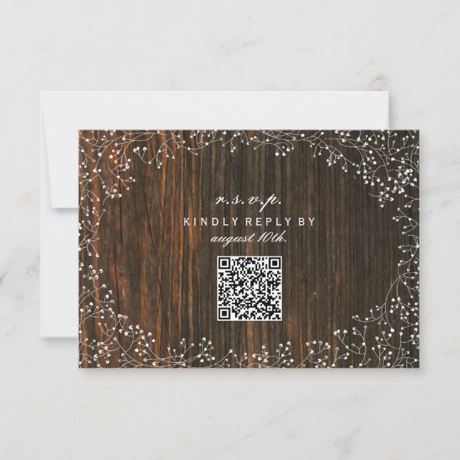 Cartons Réponse Code QR inspiré du bois d'oeuvre du bébé (Devant)