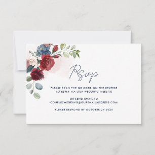 Cartons Réponse Code QR mariage à l'aquarelle florale et écriture