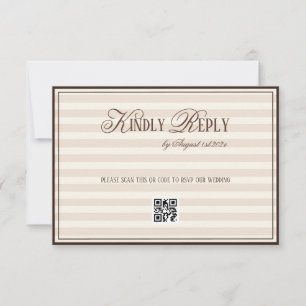 Cartons Réponse Code QR mariage argent vieilli rayé Mocca beige