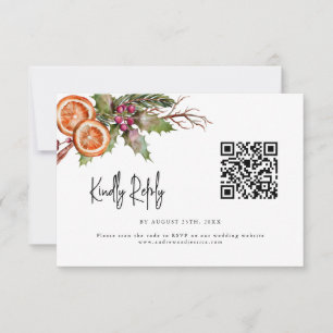 Cartons Réponse Code QR Mariage de Noël rustique