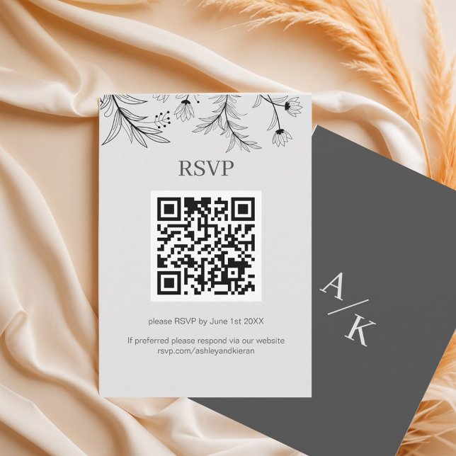 Cartons Réponse Code QR Mariage Floral Élégant (Créateur téléchargé)