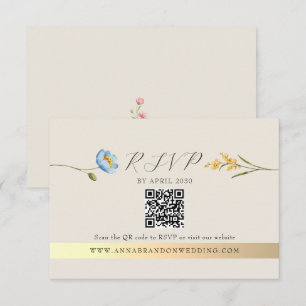 Cartons Réponse Code QR Mariage Ivory Wildflower