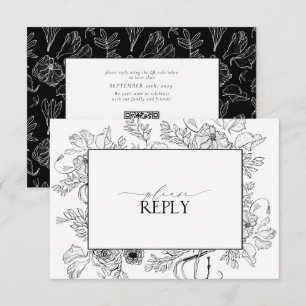 Cartons Réponse Code QR Mariage noir noir élégant