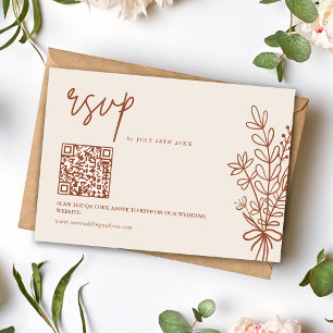Cartons Réponse Code QR Mariage Terracotta Brûlé Orange Bohème