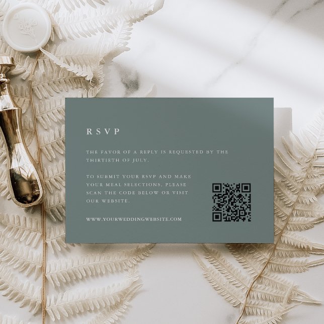 Cartons Réponse Code QR Mariage vert Sage (Créateur téléchargé)