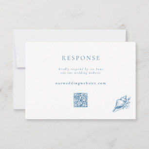 Cartons Réponse Code QR Mariage vintage Blue Seashell