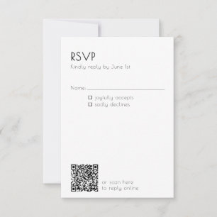 Cartons Réponse Code QR minimal détails de mariage moderne 