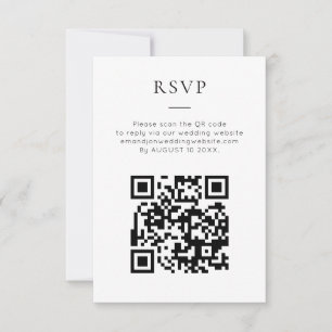 Cartons Réponse Code QR minimaliste Mariage Noir Blanc