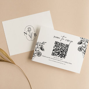 Cartons Réponse Code QR minimaliste noir blanc Mariage