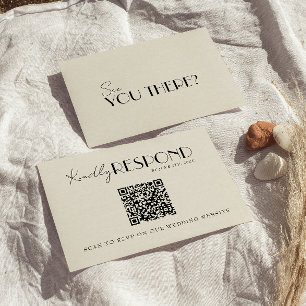 Cartons Réponse Code QR Moderne Mariage Rétro Français Fantaisiste