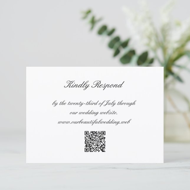 Cartons Réponse Code QR noir et blanc classique Mariage intemporel (Debout devant)