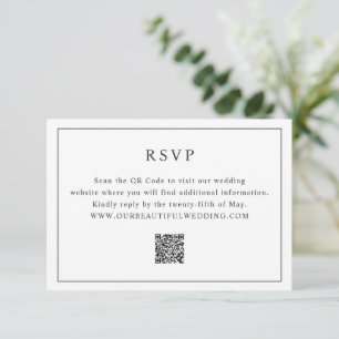 Cartons Réponse Code QR noir et blanc intemporel Mariage élégant