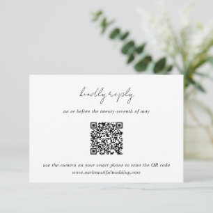 Cartons Réponse Code QR noir et blanc moderne minimaliste Mariage