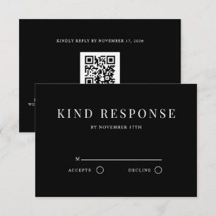 Cartons Réponse Code QR noir sophistiqué Élégant mariage