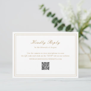 Cartons Réponse Code QR or traditionnel Mariage intemporel