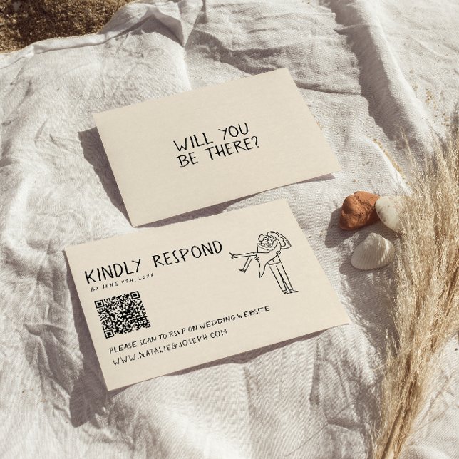 Cartons Réponse Code QR original signé à la main par rétro Mariage (Créateur téléchargé)