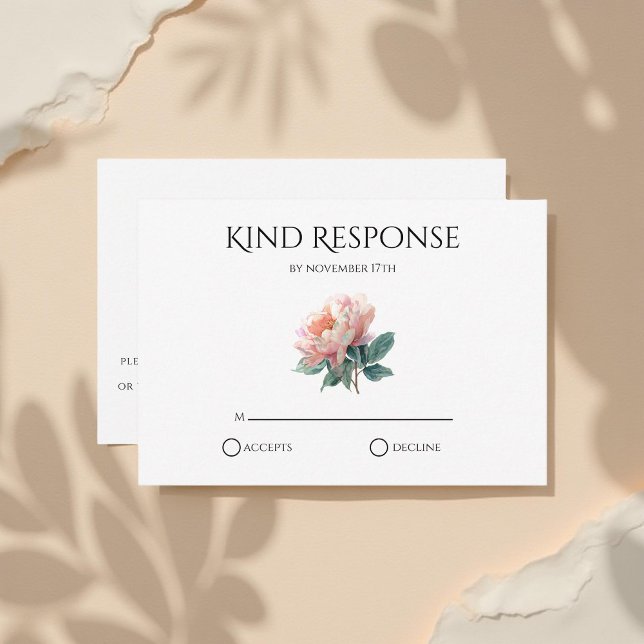 Cartons Réponse Code QR Pivoine Rose Pâle Élégant Mariage  (Créateur téléchargé)