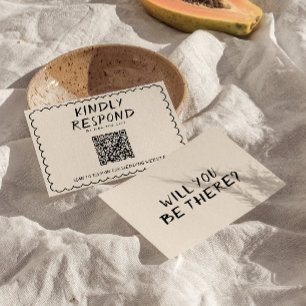 Cartons Réponse Code QR rétro Cadre écrit à la main Quirky Mariage