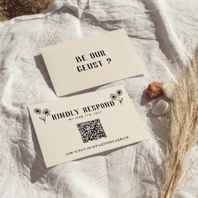 Cartons Réponse Code QR rétro main tiré Floral Quirky Mariage (Créateur téléchargé)