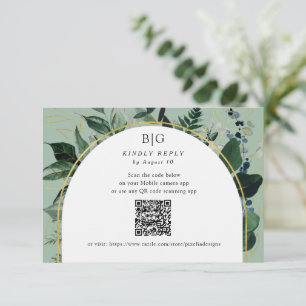 Cartons Réponse Code QR Sage vert moderne aquarelle verte