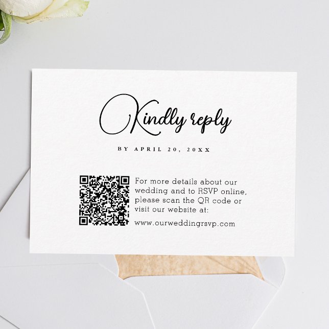 Cartons Réponse Code QR simple Mariage moderne (Simplify wedding RSVPs with our QR code feature, ensuring easy and hassle-free responses.)