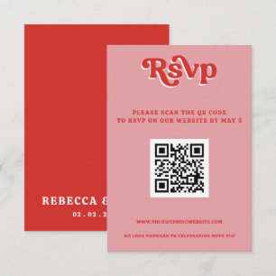 Cartons Réponse Code QR Super les années 70 rétro rose et rouge
