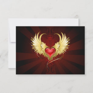 Cartons Réponse Coeur rouge avec ailes d'or