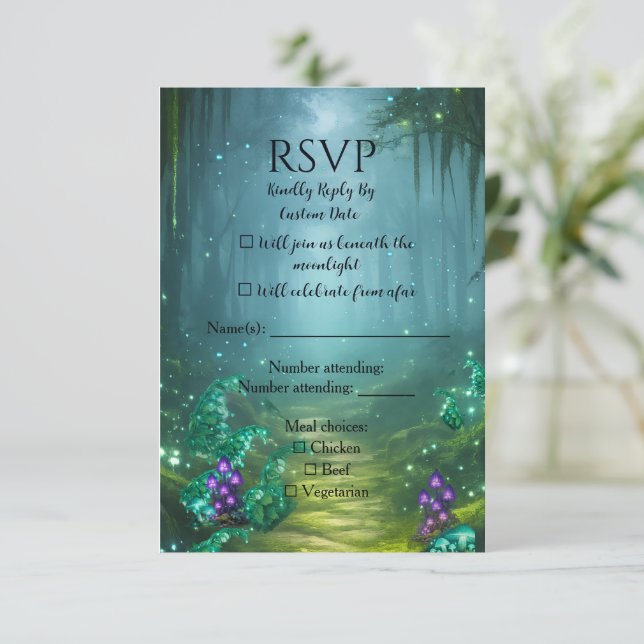 Cartons Réponse Collection de mariage Élégance Bioluminescente (Debout devant)