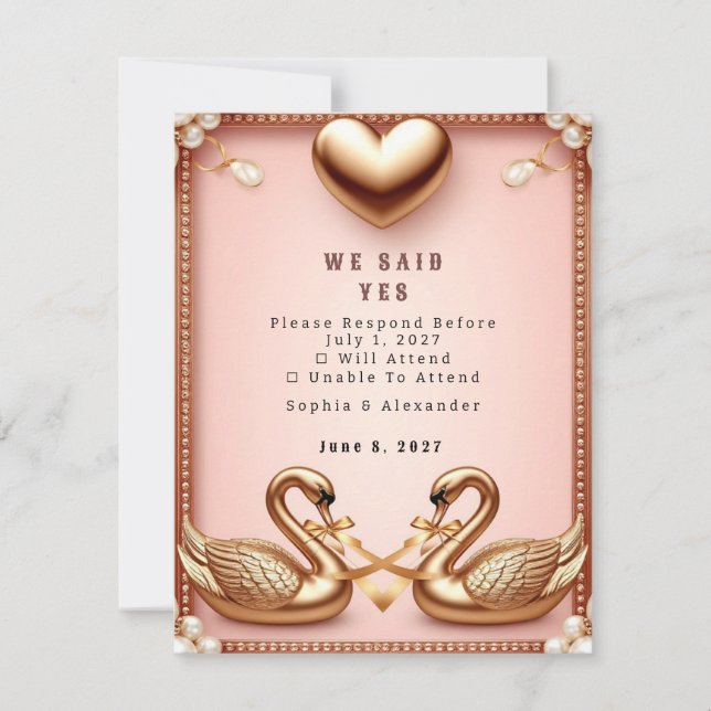 Cartons Réponse 🌺 Collection de mariage Rose Gold 💐 (Devant)