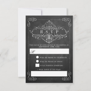 Cartons Réponse Collection de Mariages Ornate Chalkboard