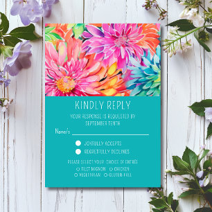 Cartons Réponse Coloré Moderne Floral Mariage choix de repas