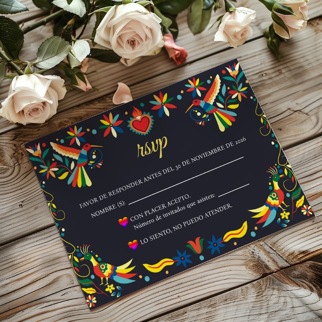Cartons Réponse Colorful Cinco de Mayo Fiesta Spanish Wedding (Colorful Cinco de Mayo Fiesta Spanish Wedding RSVP Card)