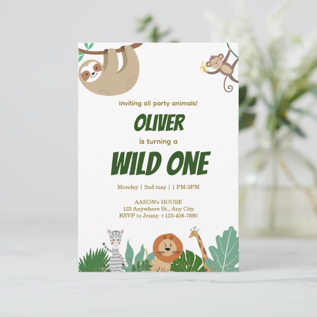 Cartons Réponse Conception de fête d'anniversaire Animaux de la Ju (Debout devant)
