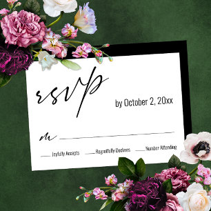 Cartons Réponse Contemporain simple élégant Mariage noir