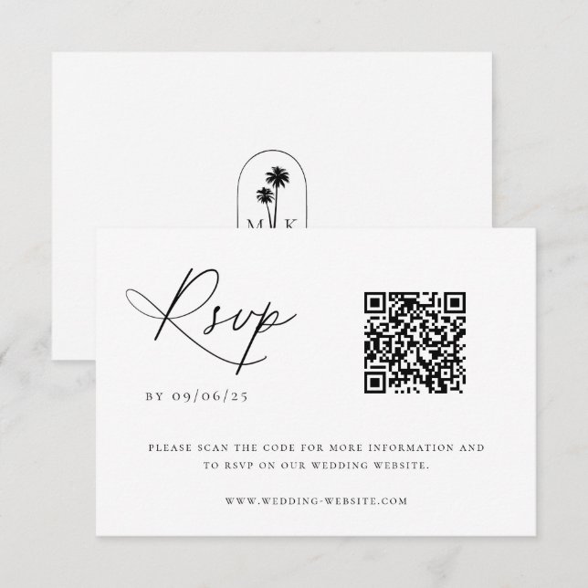 Cartons Réponse Contemporary Coastal Chic Wedding QR Code (Devant / Derrière)
