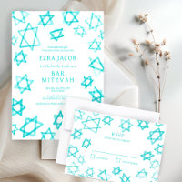 Cool aquarelle Aqua Star de David Bar Bat mitzvah