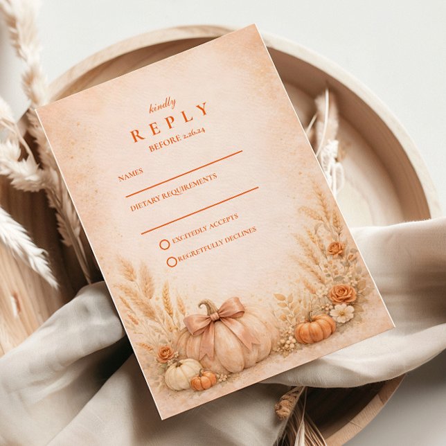 Cartons Réponse Coquette Bow Pumpkin Autumn Wedding (Créateur téléchargé)