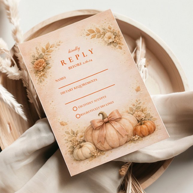 Cartons Réponse Coquette Bow Pumpkin Fall Wedding (Créateur téléchargé)