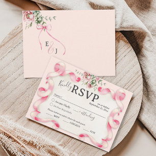 Cartons Réponse Coquette Florale Bow rose Cute Vintage Wedding