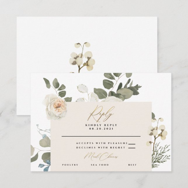 Cartons Réponse Corail doux Blanc Floral Végétal Botanique (Devant / Derrière)