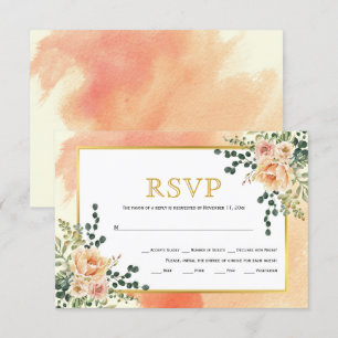 Cartons Réponse Corail pêche aquarelle fleurs mariage floral