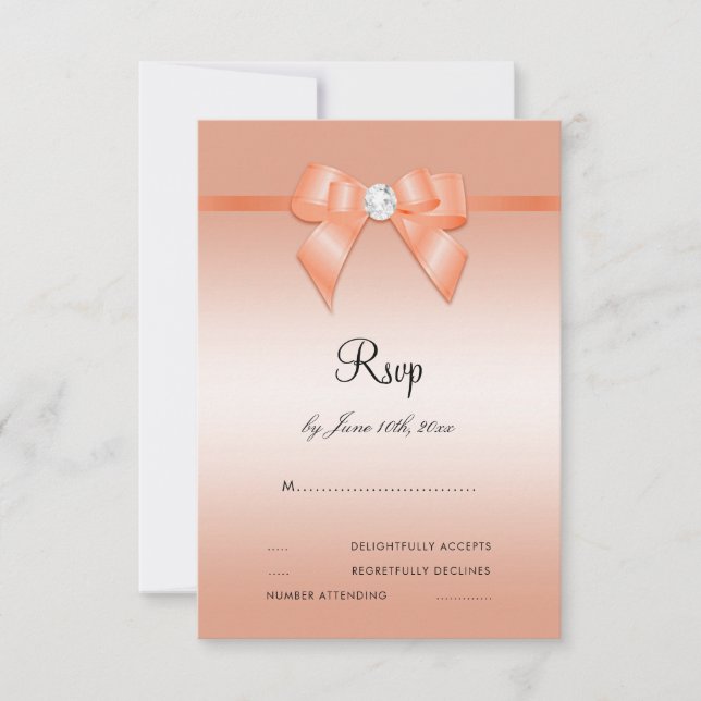 Cartons Réponse Coral Bow & Ribbon 35e anniversaire de Mariage (Devant)