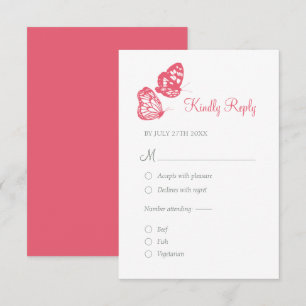 Cartons Réponse Coral rose Floral Papillon Jardin Boho Mariage