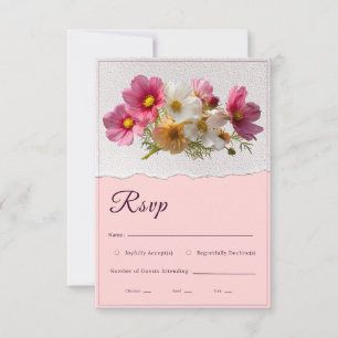 Cartons Réponse Cosmos Floral Rustique Papier Déchiré Mariage RS